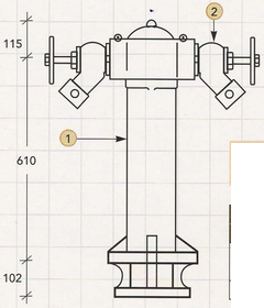 Pillar Hydrant – Ductile Iron, PN-16 – dimensional drawing (from the GMC datasheet)